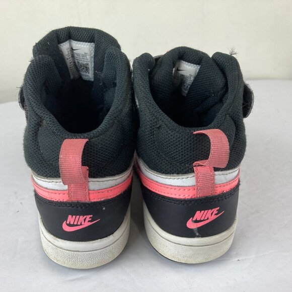 Nike Girls sz 2 Court Borough Mid High Black Pink White Athletic Shoes - Picture 5 of 7